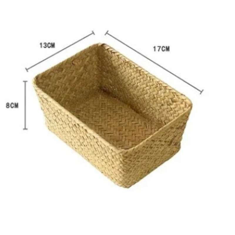 Boîte de rangement en jonc de mer — Tressage naturel