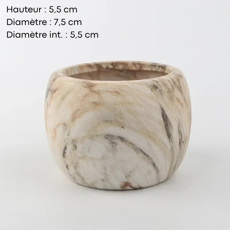 Cache-pot rond en céramique coloris marbre
