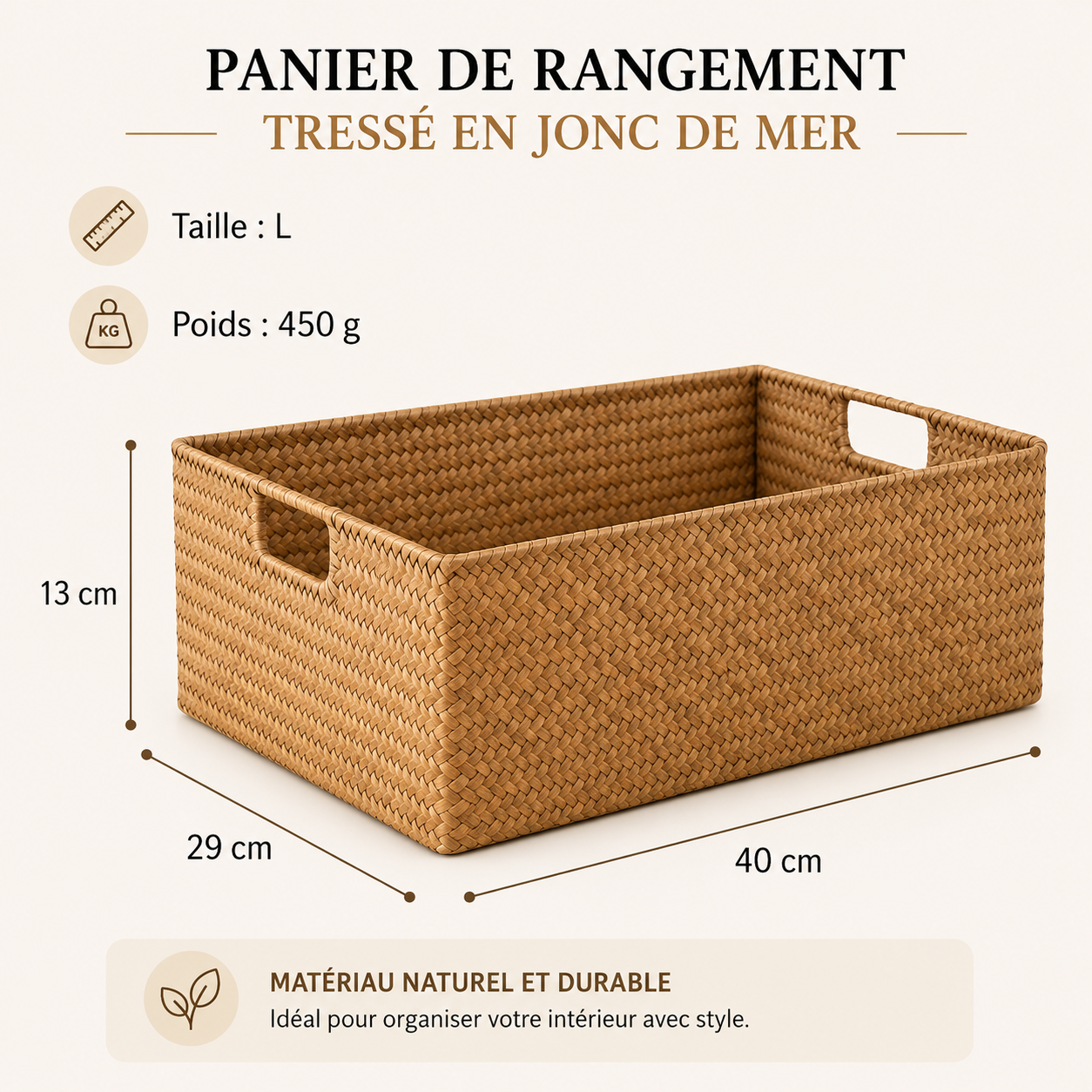 Panier jonc de mer taille L