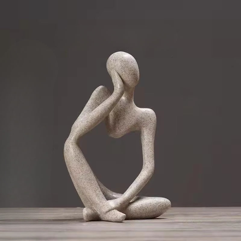 Statuette Le Penseur coloris gris pierre