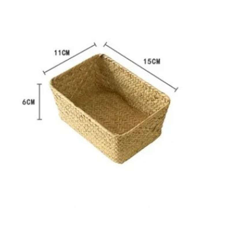 Boîte de rangement en jonc de mer — Tressage naturel