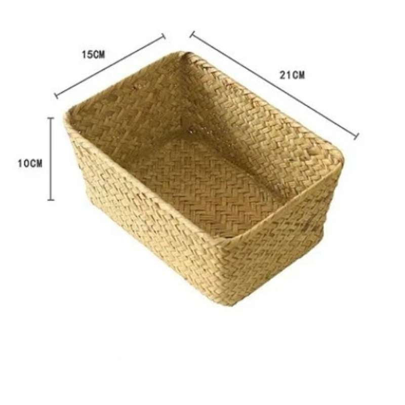 Boîte de rangement en jonc de mer — Tressage naturel