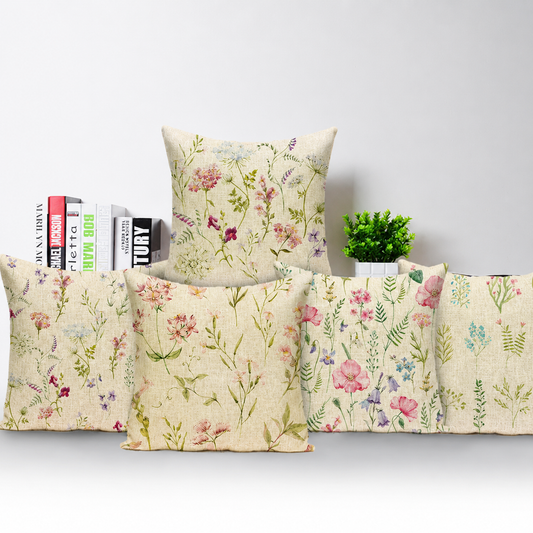 Housse de coussin à motif botanique fond blanc, Collection Nordique – HAVLY