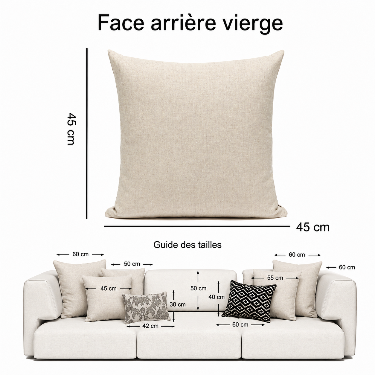 Détail du motif botanique imprimé sur la housse de coussin