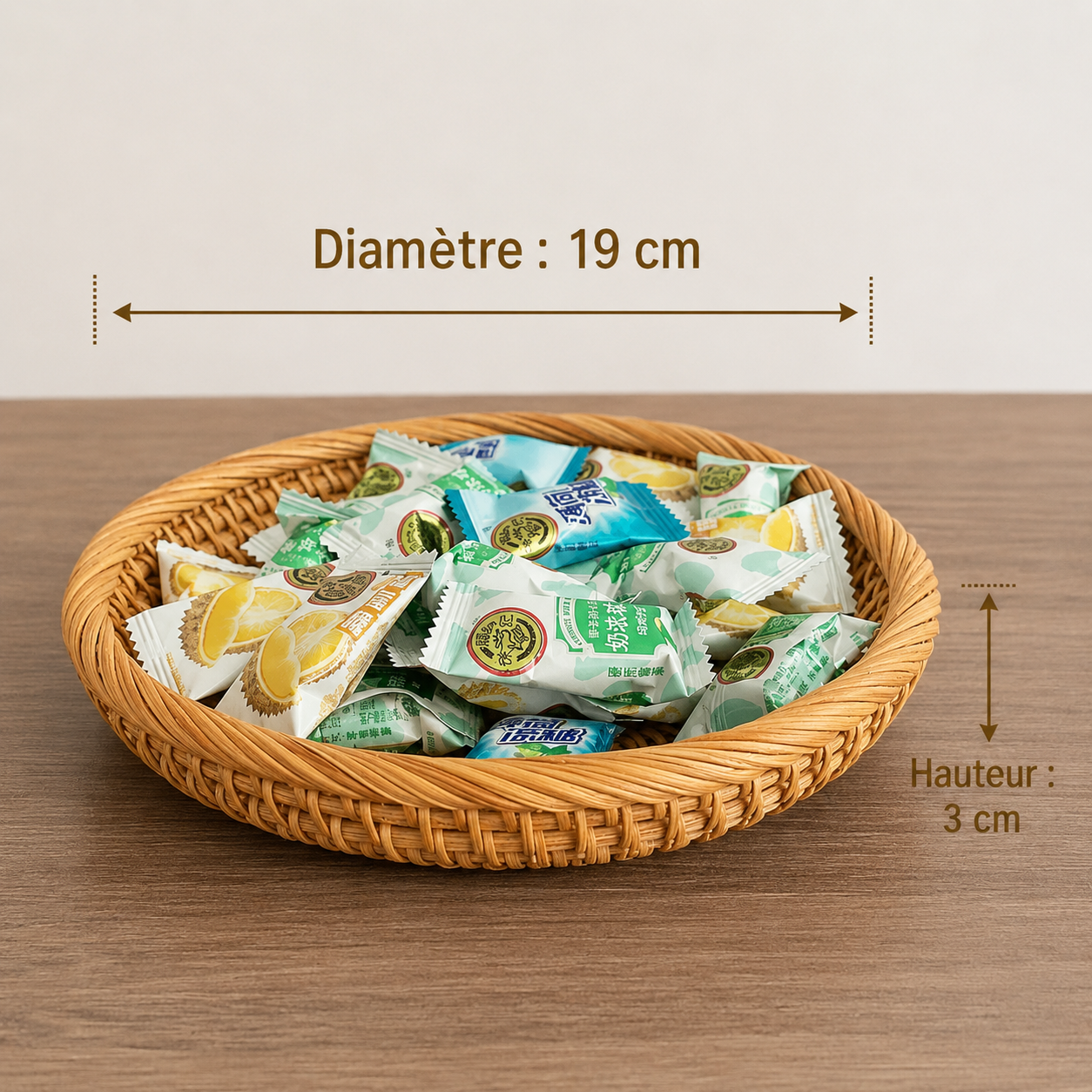 Panier rotin HEMU diamètre 19 cm hauteur 3 cm