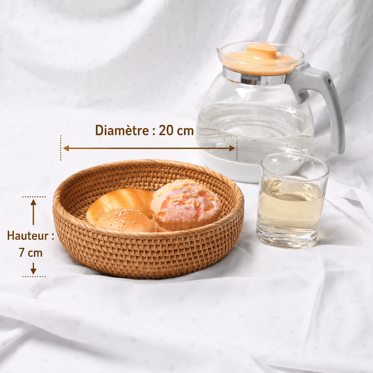 Panier rotin HEMU diamètre 20 cm hauteur 7 cm
