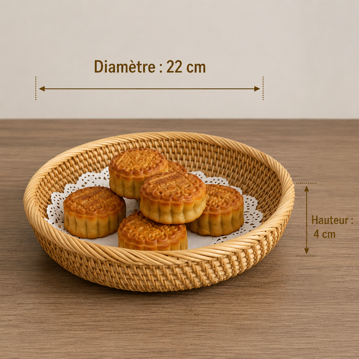 Panier rotin HEMU diamètre 22 cm hauteur 4 cm