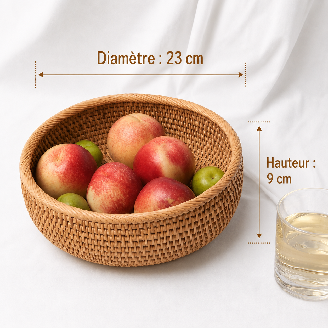 Panier rotin HEMU diamètre 23 cm hauteur 9 cm