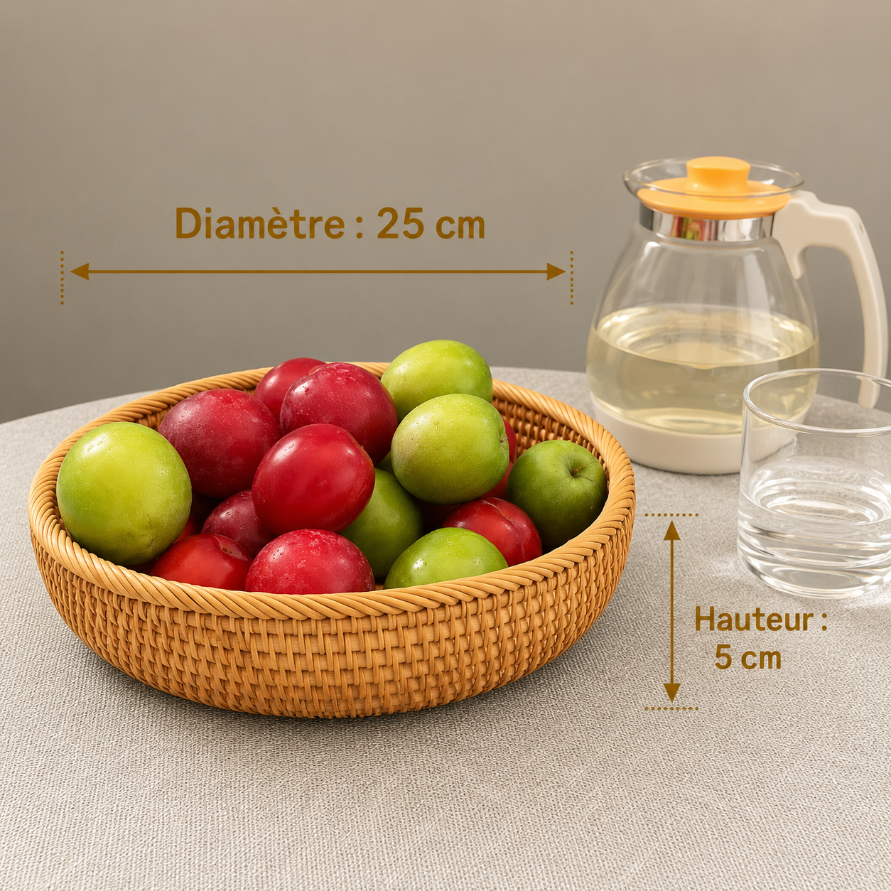 Panier rotin HEMU diamètre 25 cm hauteur 5 cm