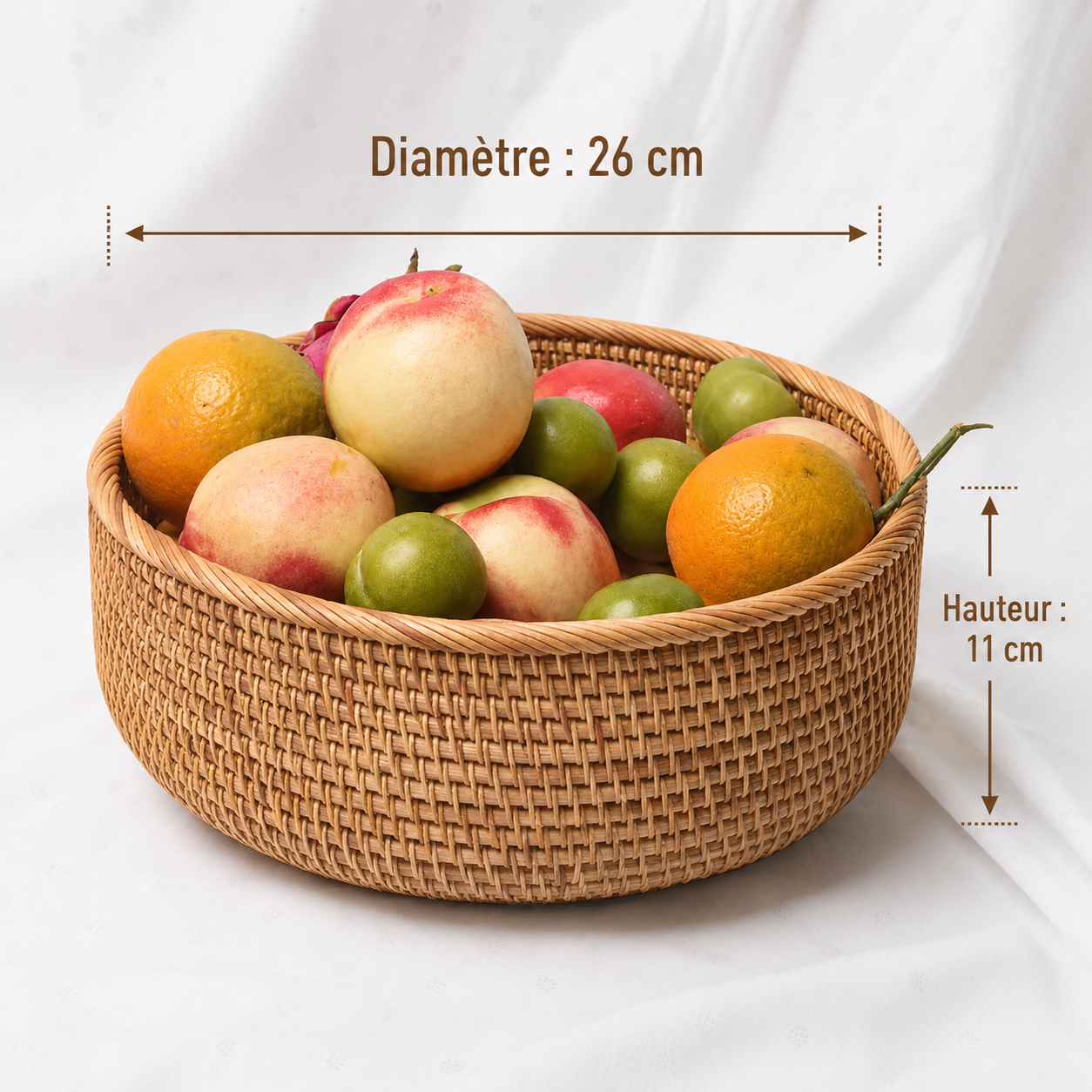 Panier rotin HEMU diamètre 26 cm hauteur 11 cm