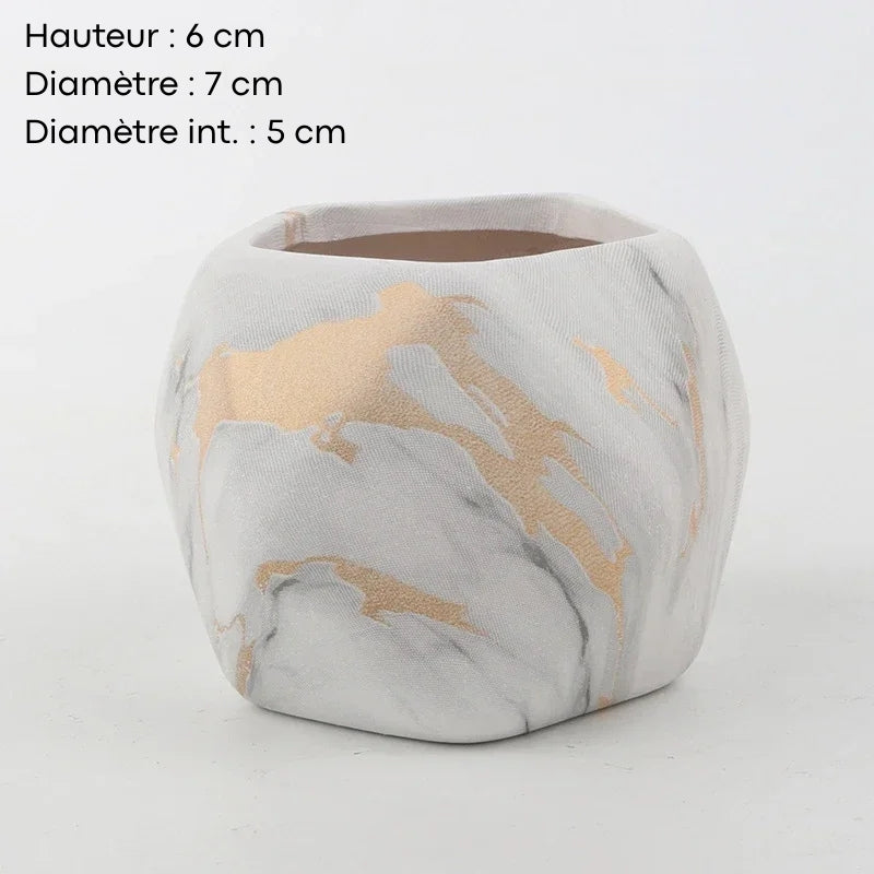 Cache-pot diamant en céramique coloris blanc