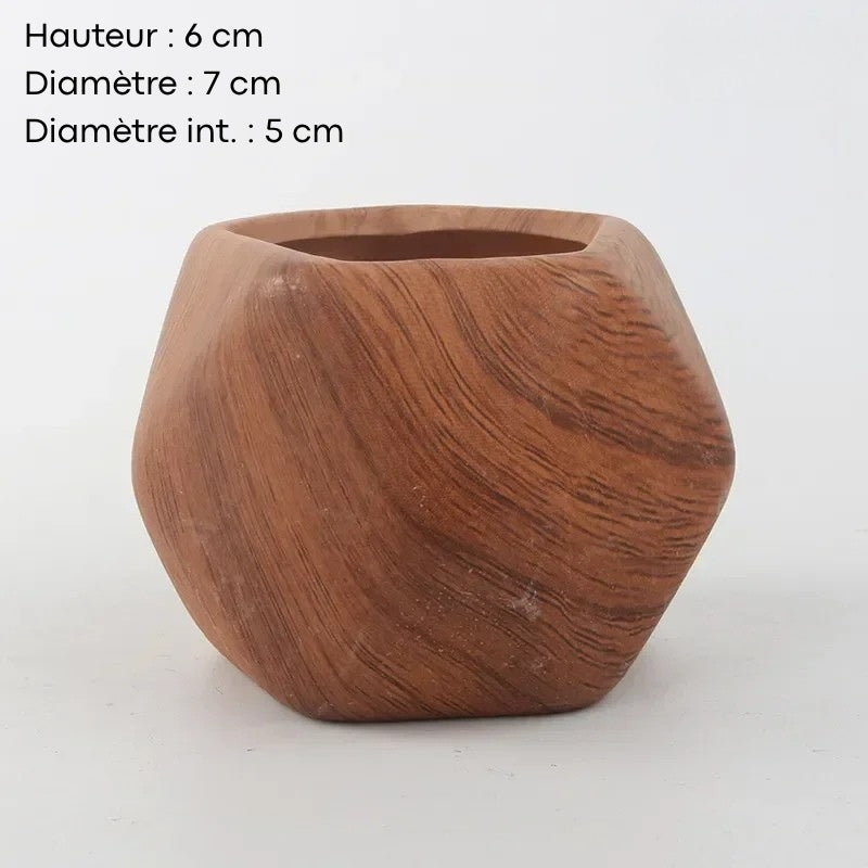 Cache-pot diamant en céramique coloris brun
