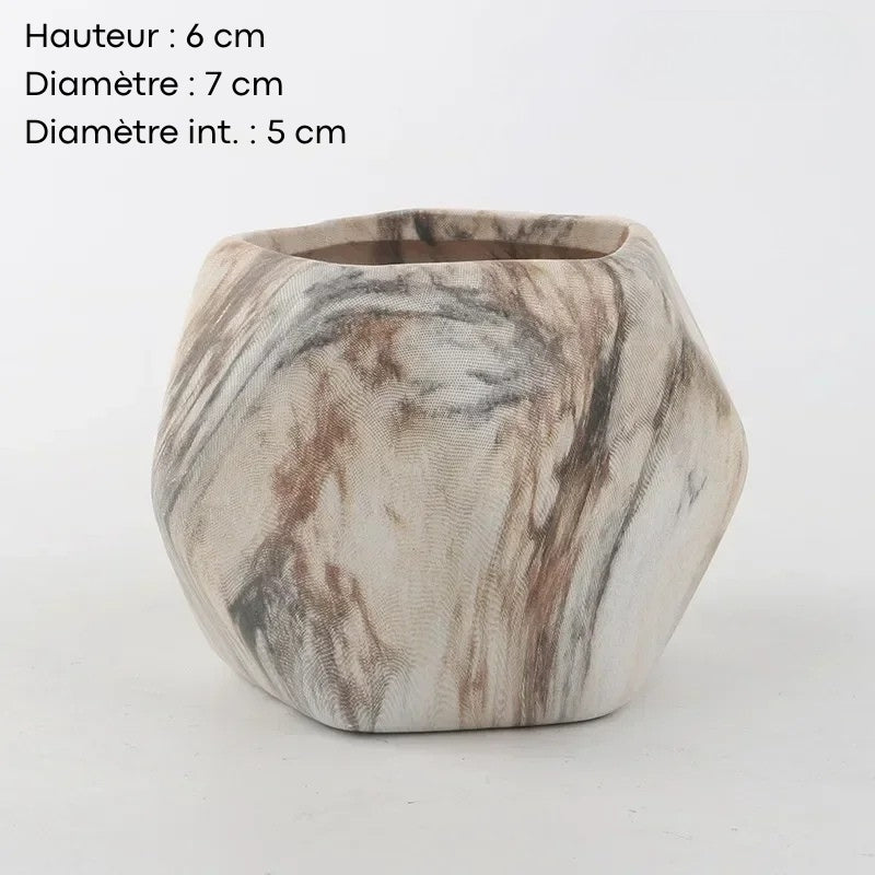 Cache-pot diamant en céramique coloris café