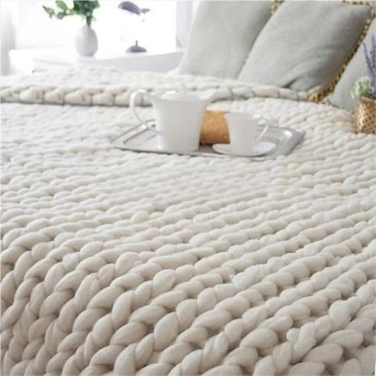 Couverture en grosse maille de coton naturel – HAVLY