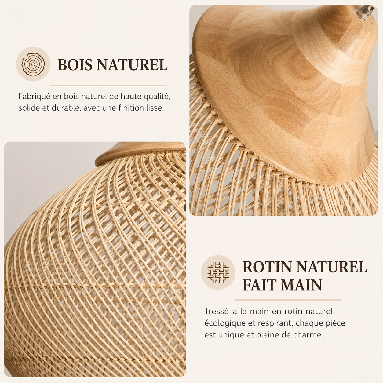 Lustre en rotin japonais — Osier Naturel