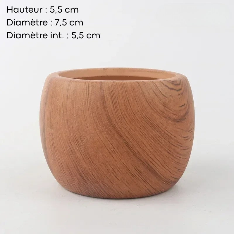 Cache-pot rond en céramique coloris brun