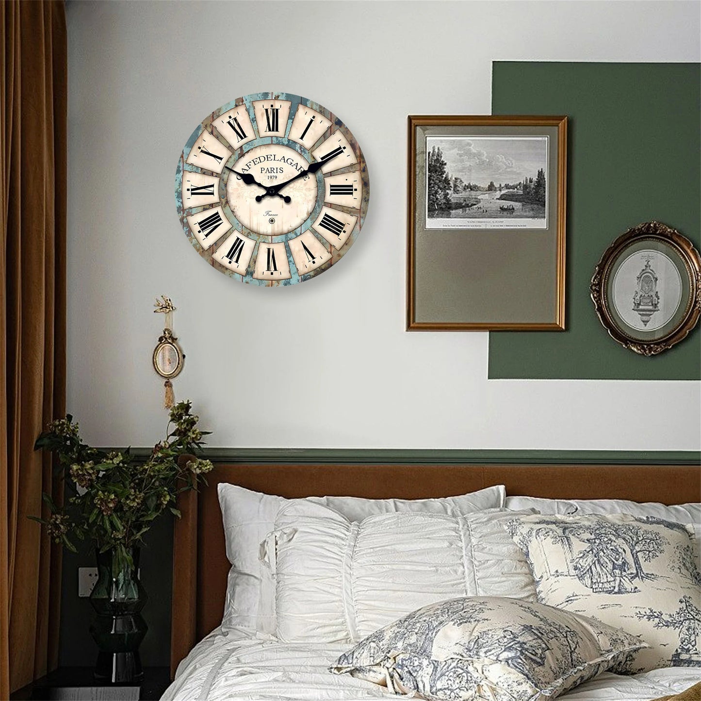 Horloge murale ronde bois, vue de face