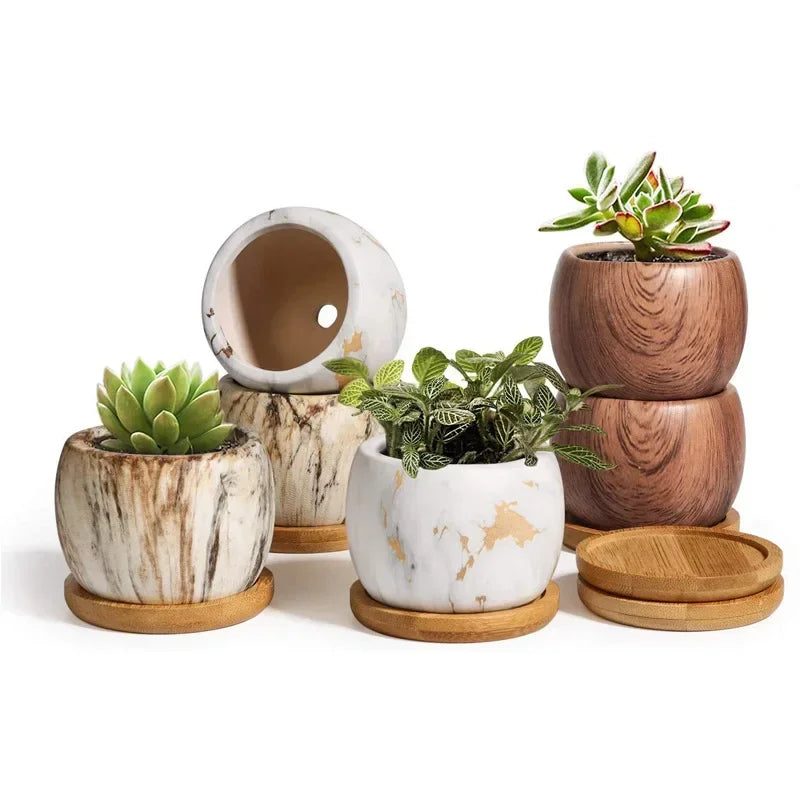 Cache-pot en céramique texturée à relief géométrique – HAVLY