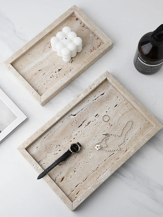 Plateau en travertin sur surface en marbre – HAVLY