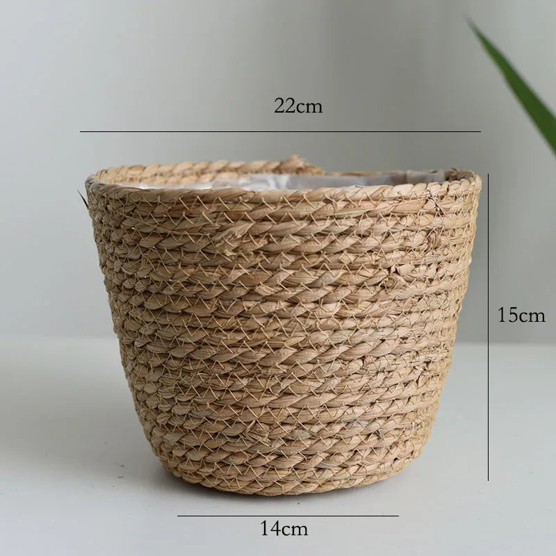 Panier cache-pot tressé en paille — Naturel