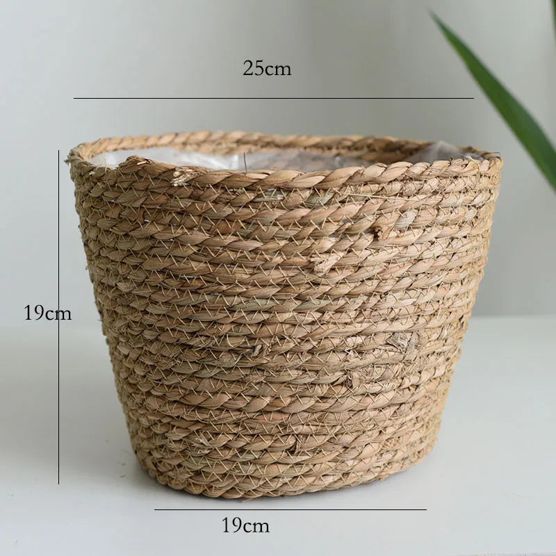 Panier cache-pot paille grand format