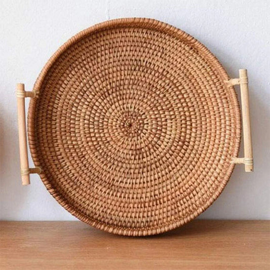 Plateau rond en rotin tressé, art de la table naturel – HAVLY