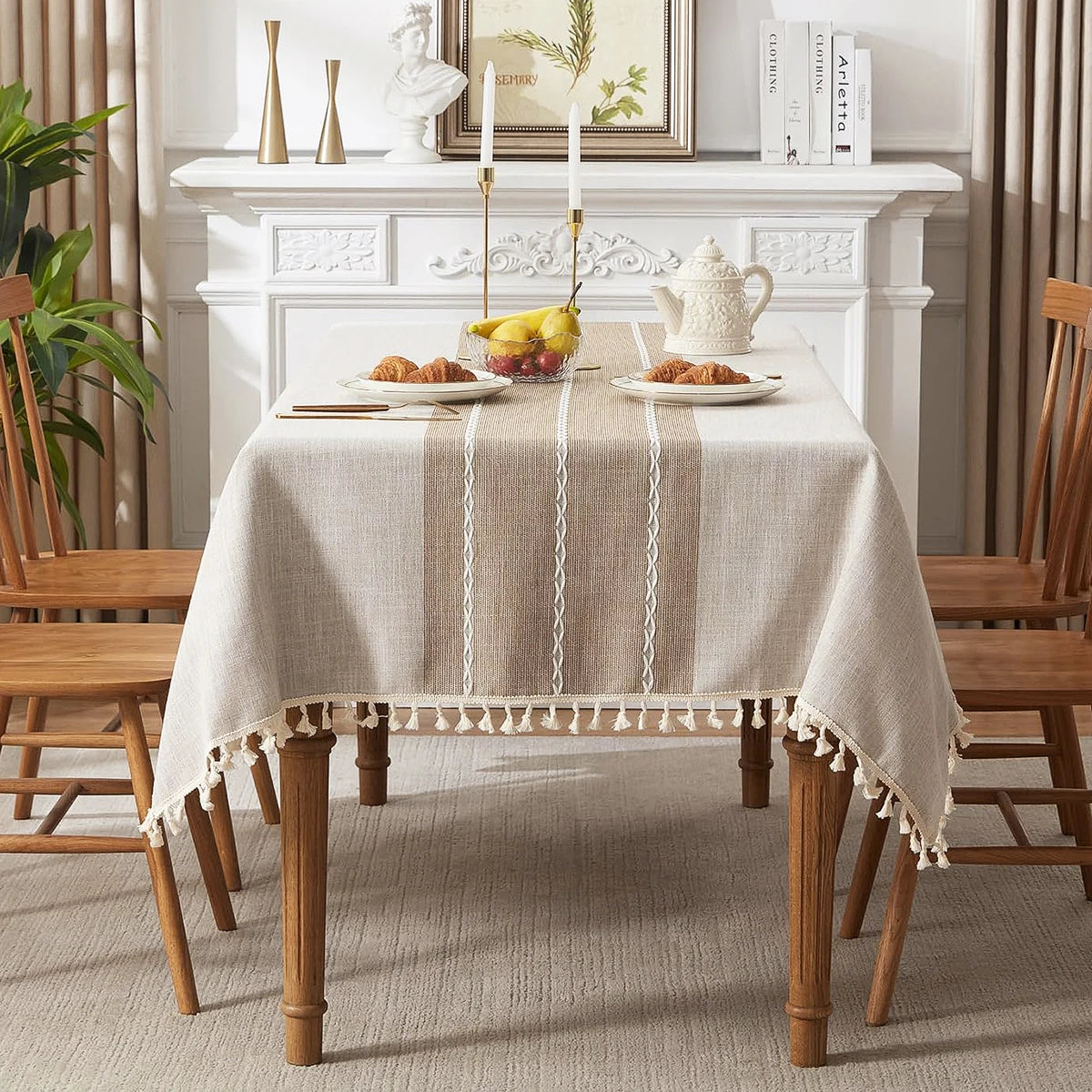 Nappe lin coton Battilo, vue de face sur table