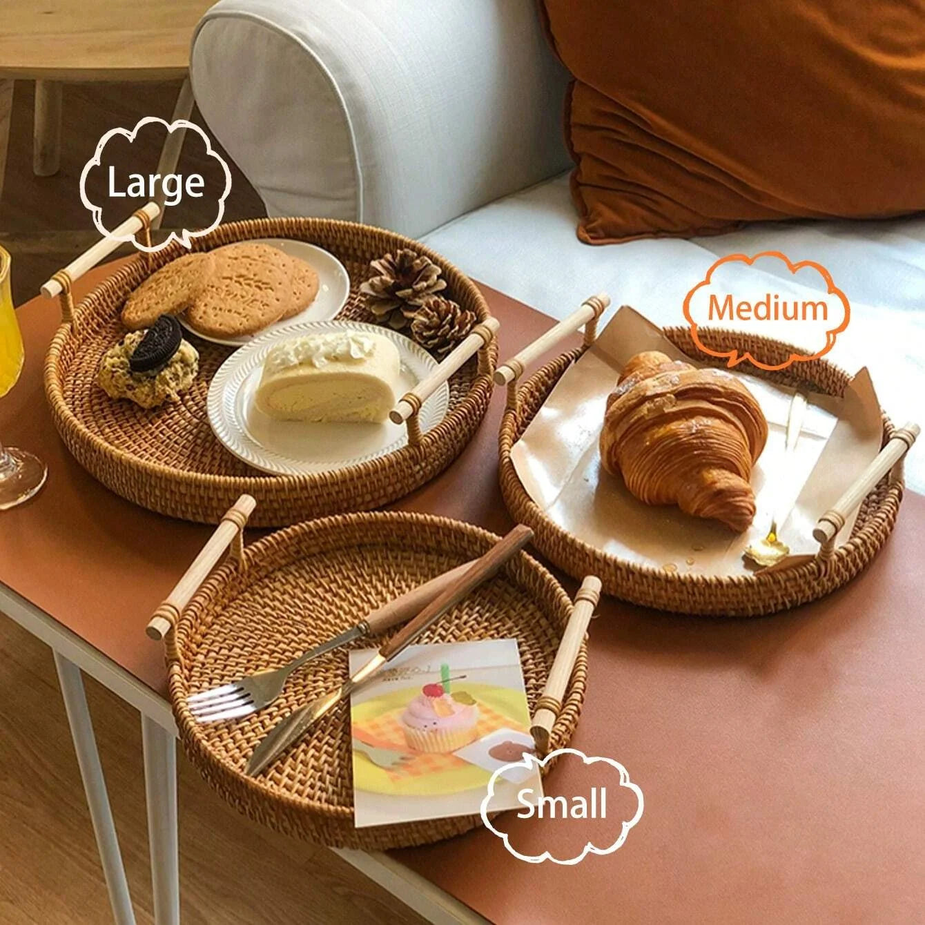 Plateau rotin tressé avec une tasse de thé