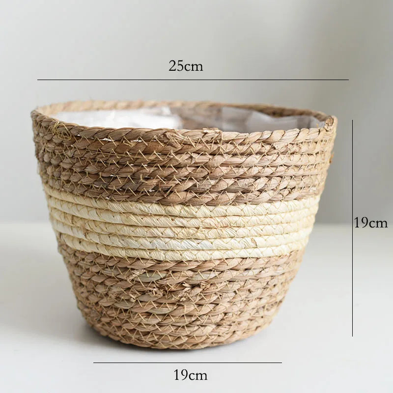 Panier cache-pot tressé en paille — Naturel