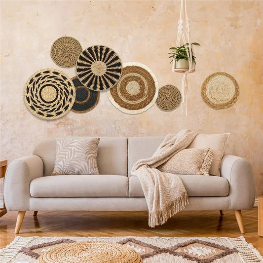 Set de sept panneaux décoratifs tressés en jonc de mer – HAVLY