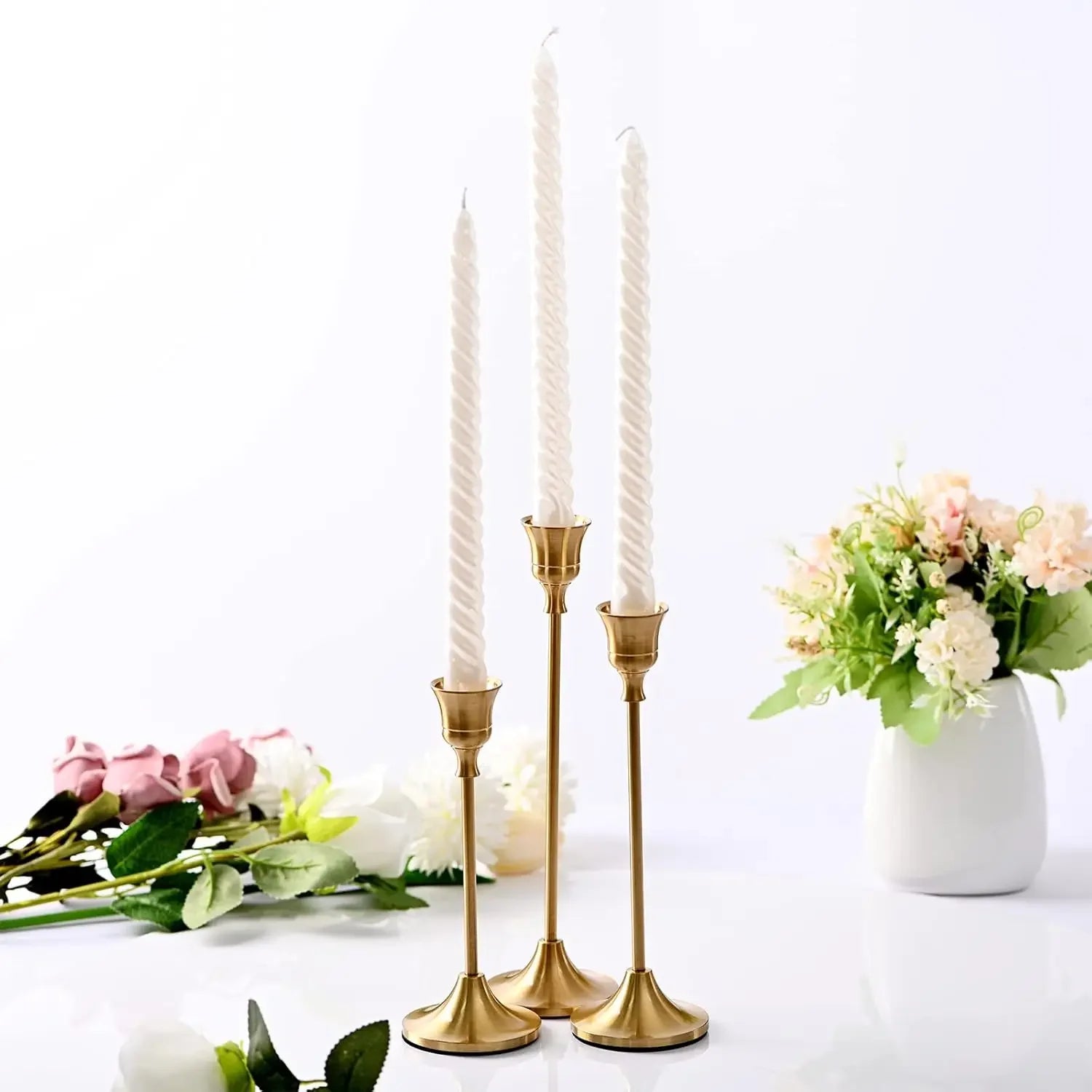 Bougeoir aluminium doré grand modèle avec bougie