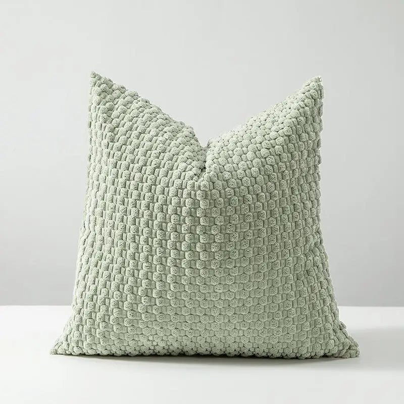 Housse coussin velours coloris kaki