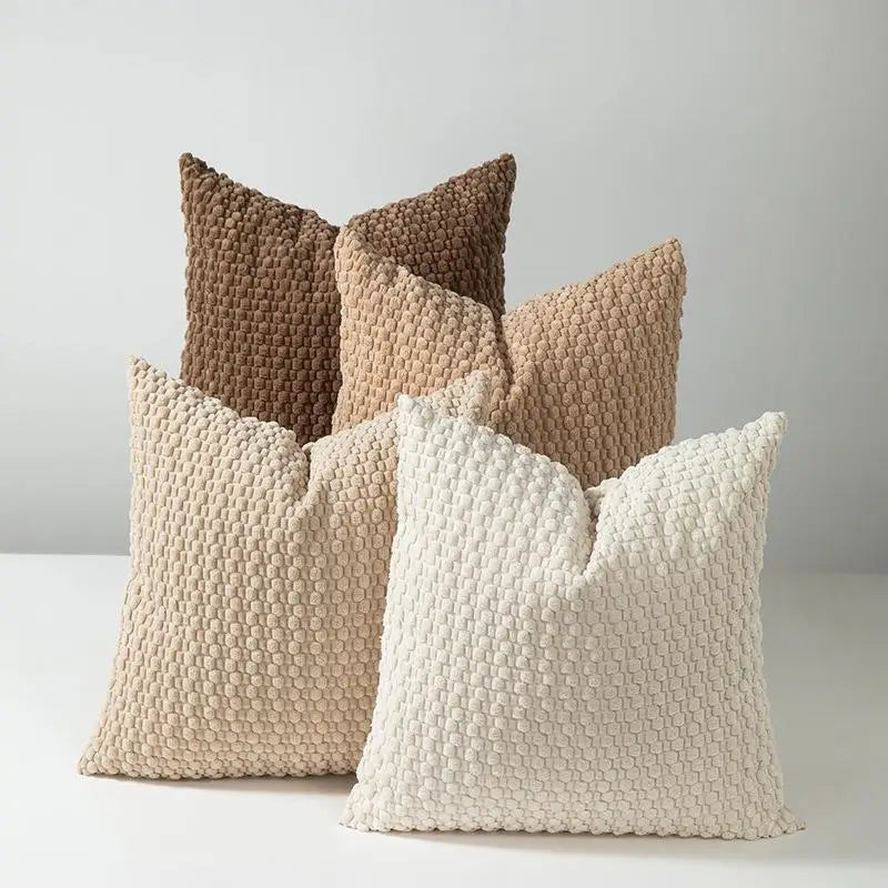 Housse coussin velours coloris blanc cassé