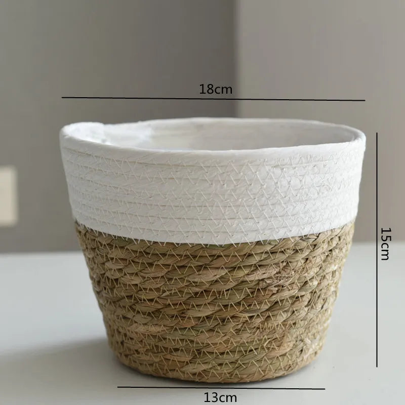 Panier cache-pot paille diamètre 20 cm