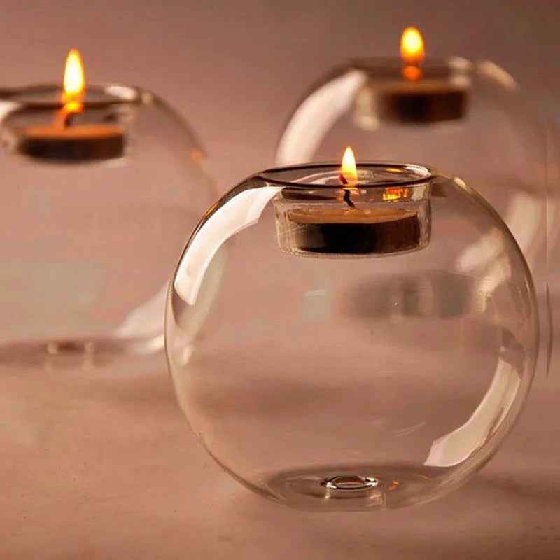 Bougeoir rond verre, vue de profil