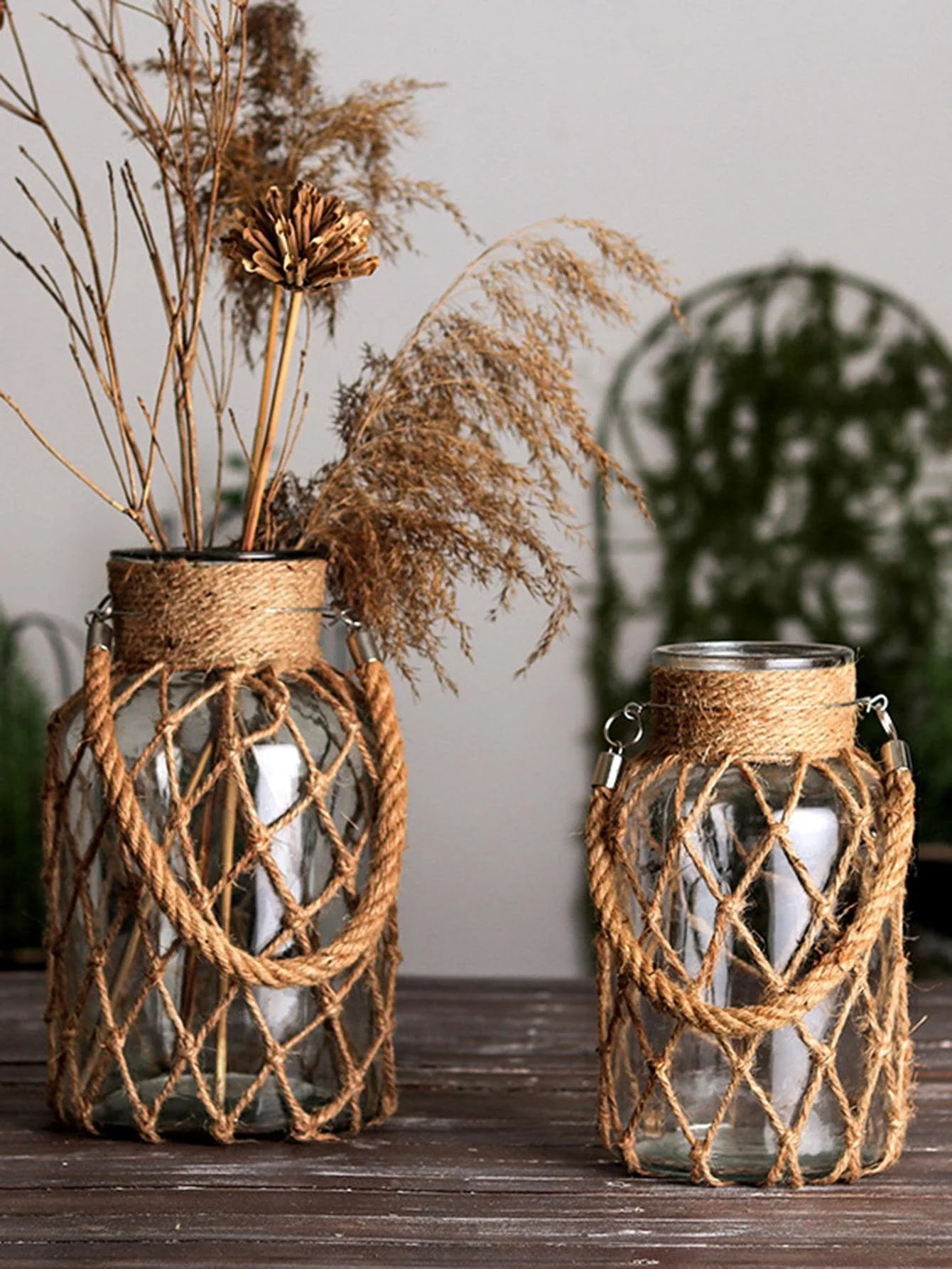 Vase suspendu en verre et chanvre, Collection Botanique – HAVLY