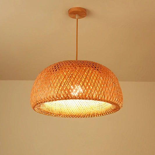 Suspension en bambou tissé, forme dôme naturelle – HAVLY