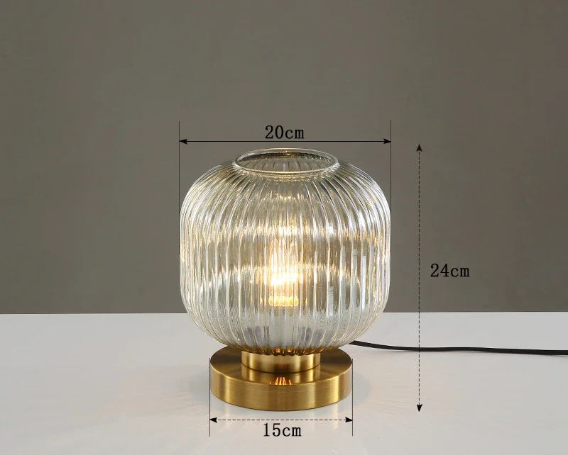 Lampe bureau verre soufflé, vue de trois quarts