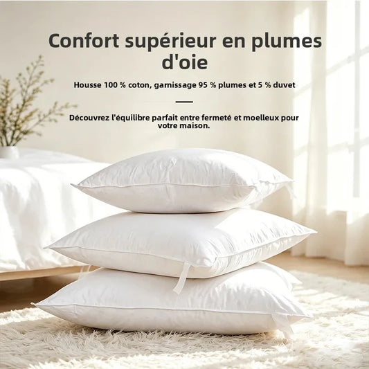 Oreiller en duvet d'oie dans une housse en coton blanc – HAVLY