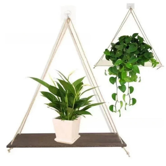 Étagère suspendue en bois et chanvre, style balançoire – HAVLY