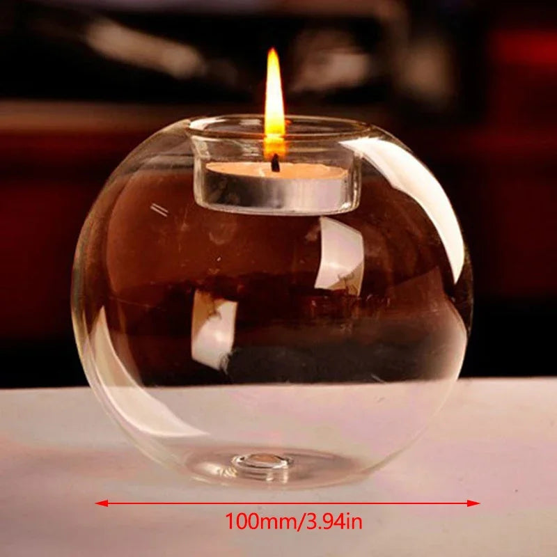 Détail de l'épaisseur du verre du bougeoir rond