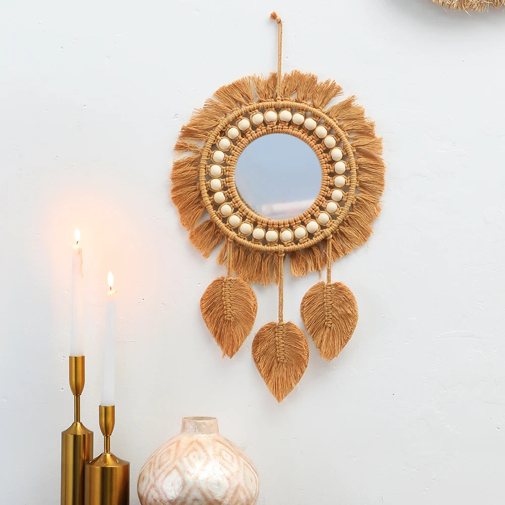 Miroir macramé rond, schéma des dimensions