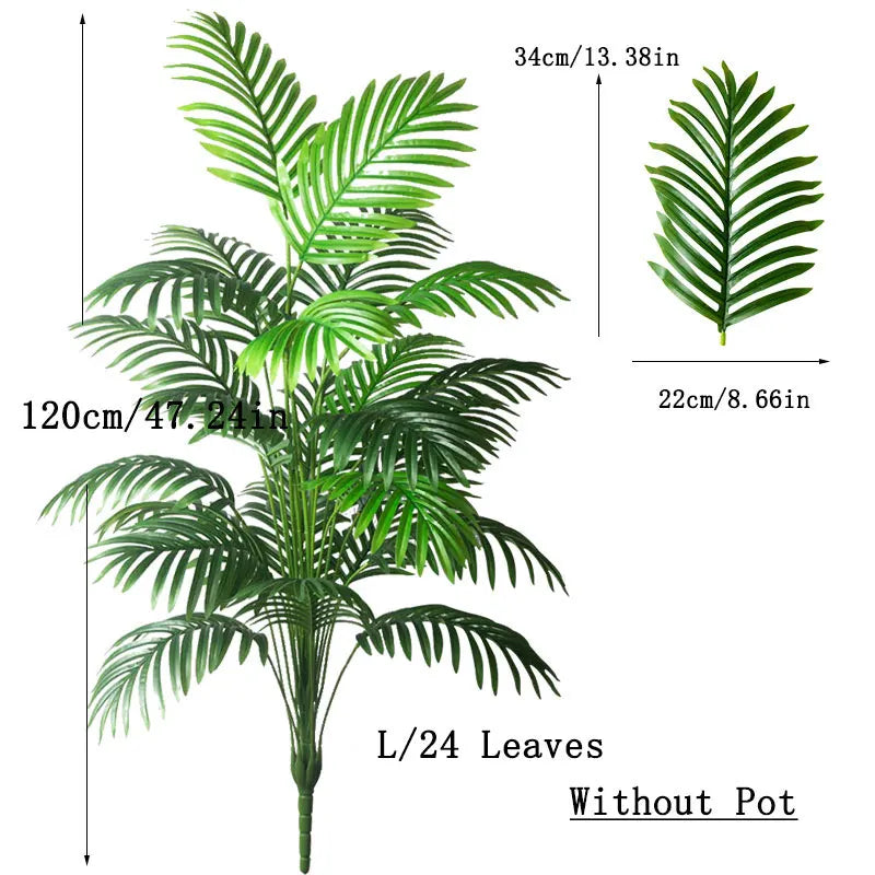 Palmier Monstera artificiel, schéma des dimensions
