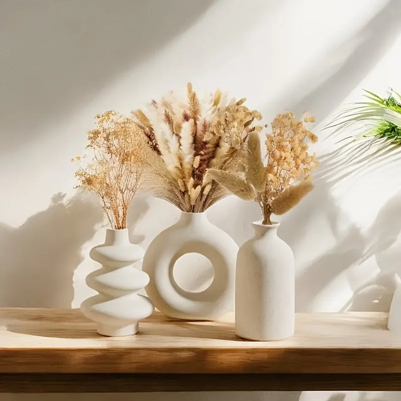 Trio vases céramique, vue de dessus