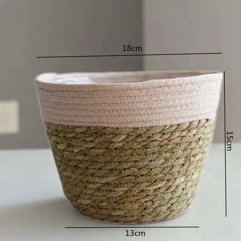 Panier cache-pot paille, schéma des dimensions