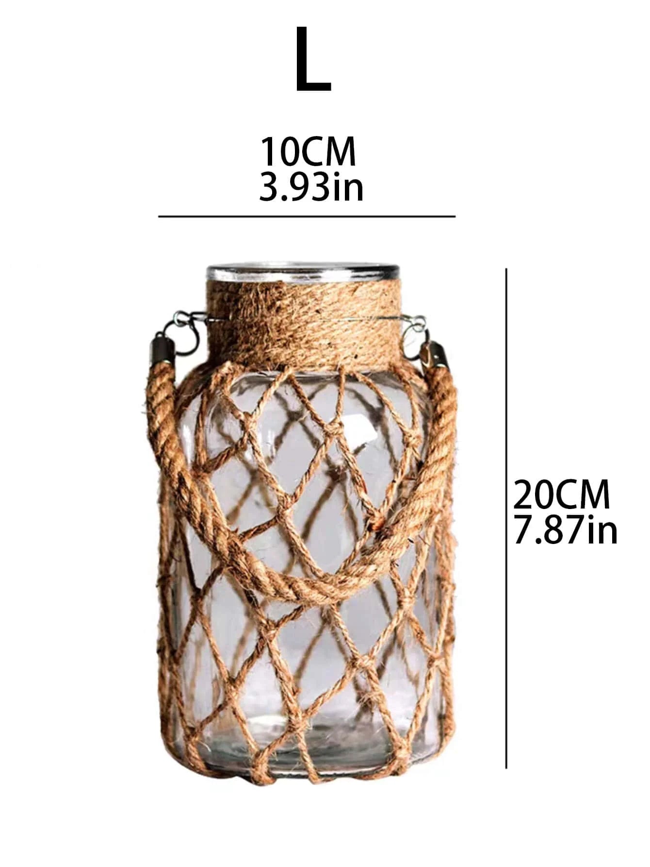 Set de vases suspendus verre chanvre, plusieurs tailles