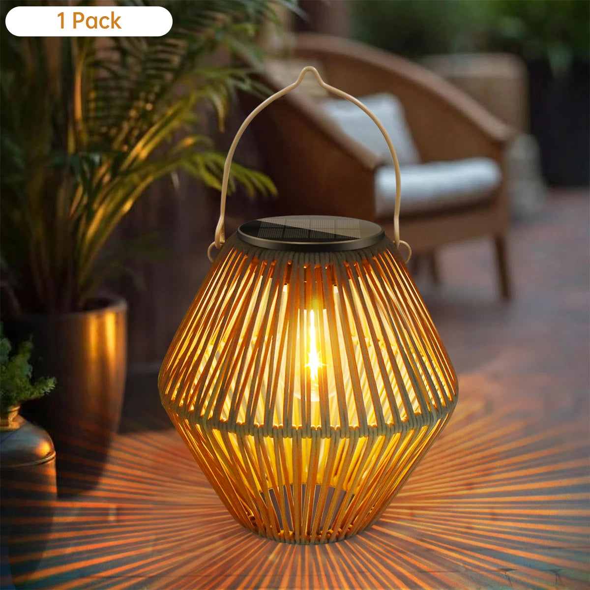 Lanterne solaire boho, vue de profil