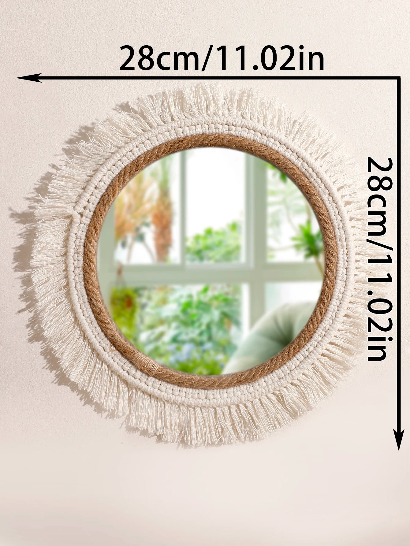 Set miroirs macramé, schéma des dimensions
