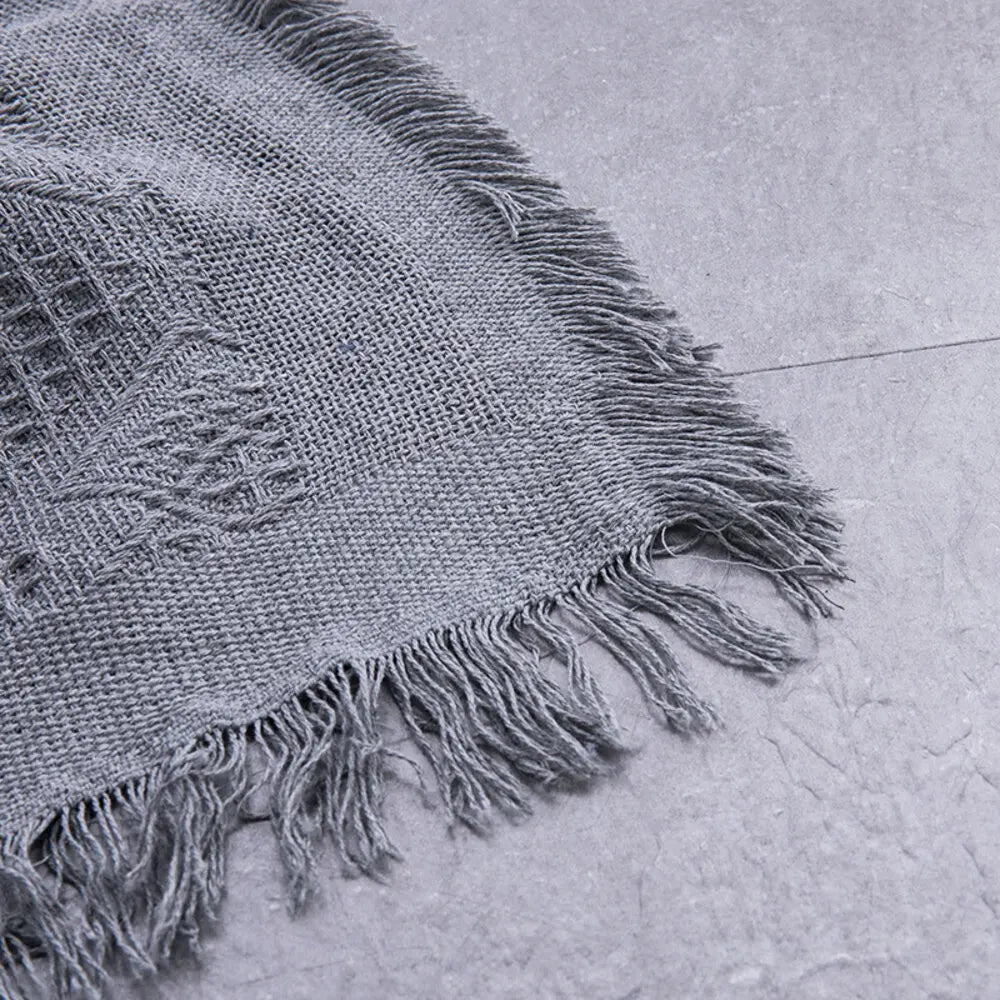 Détail de la maille tricotée du plaid nordique