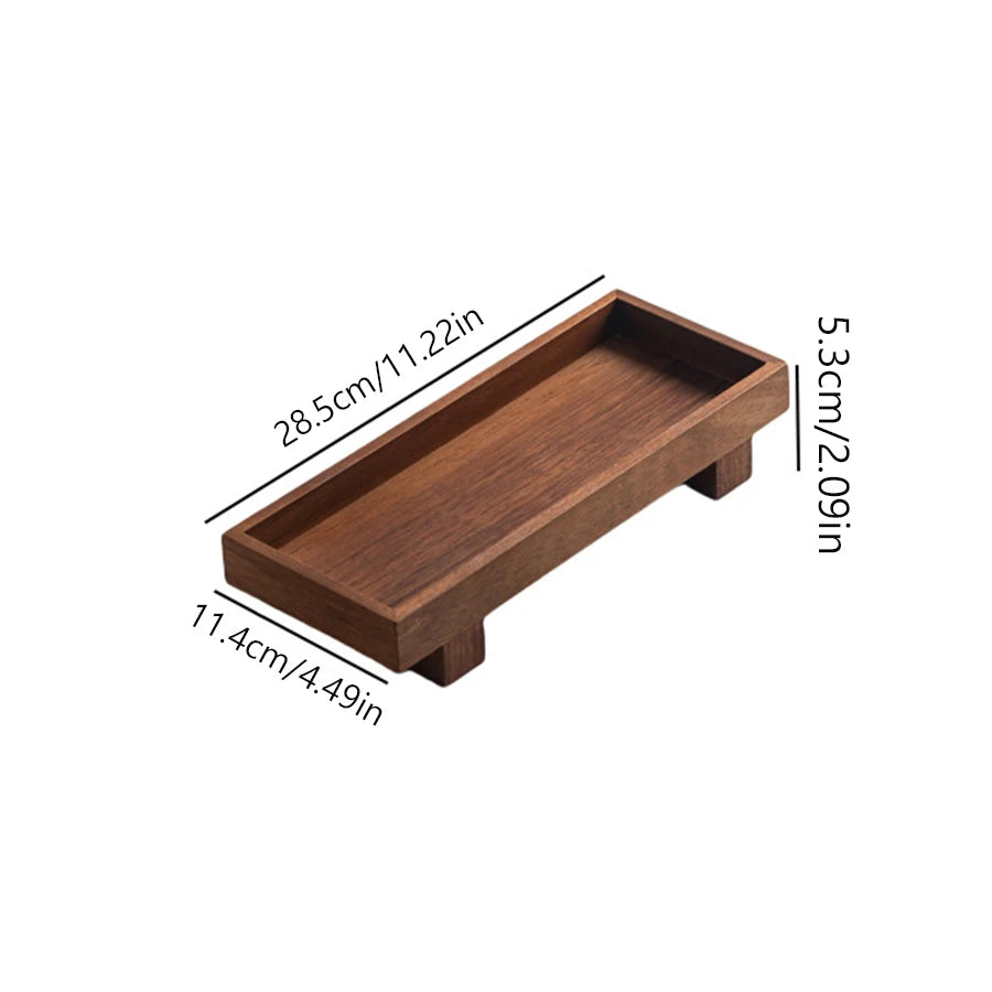 Plateau japonais bois foncé avec théière et tasse posées
